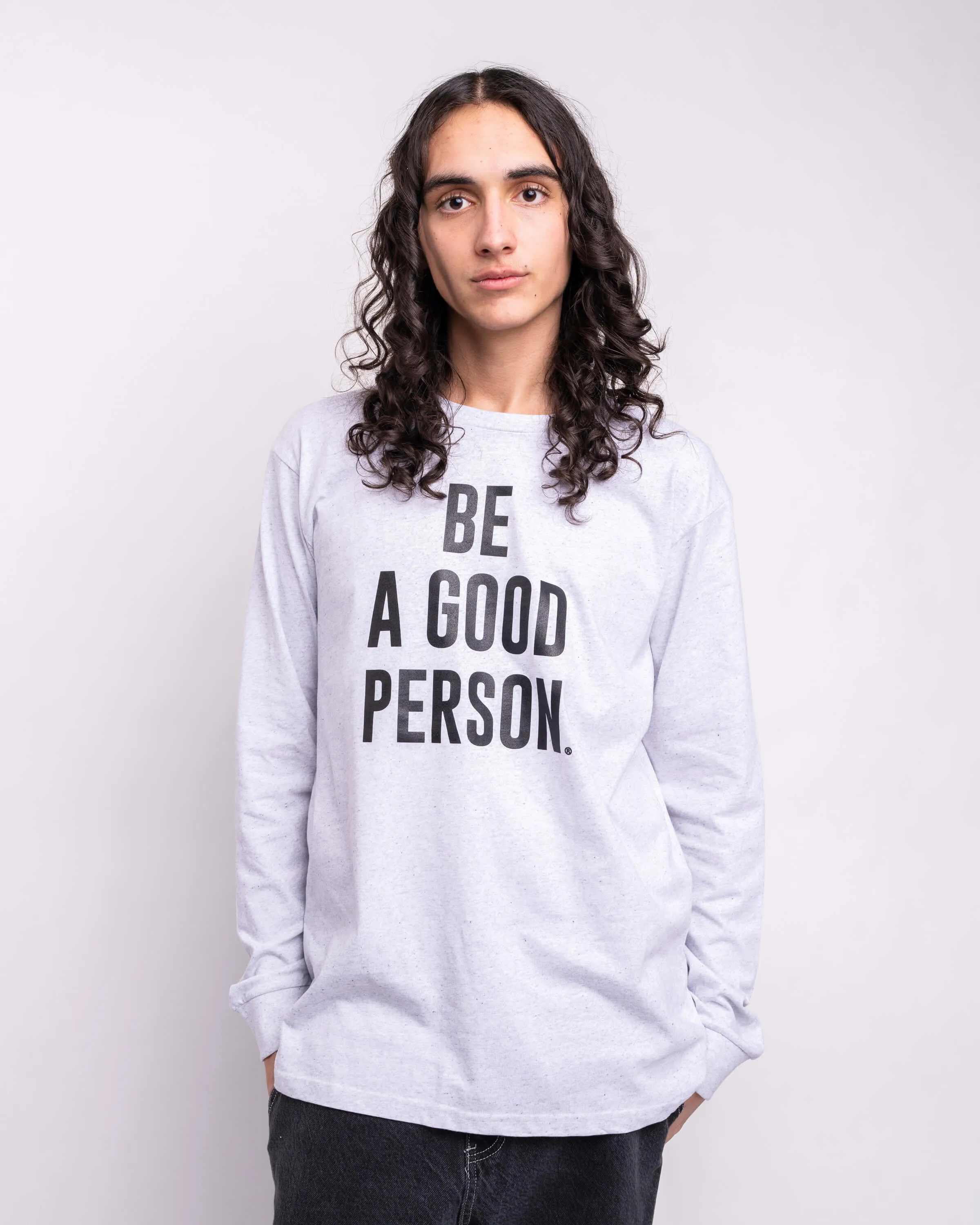 Signature Long Sleeve - Ash White Oversized Cut Flexible Ribbed Cuffs