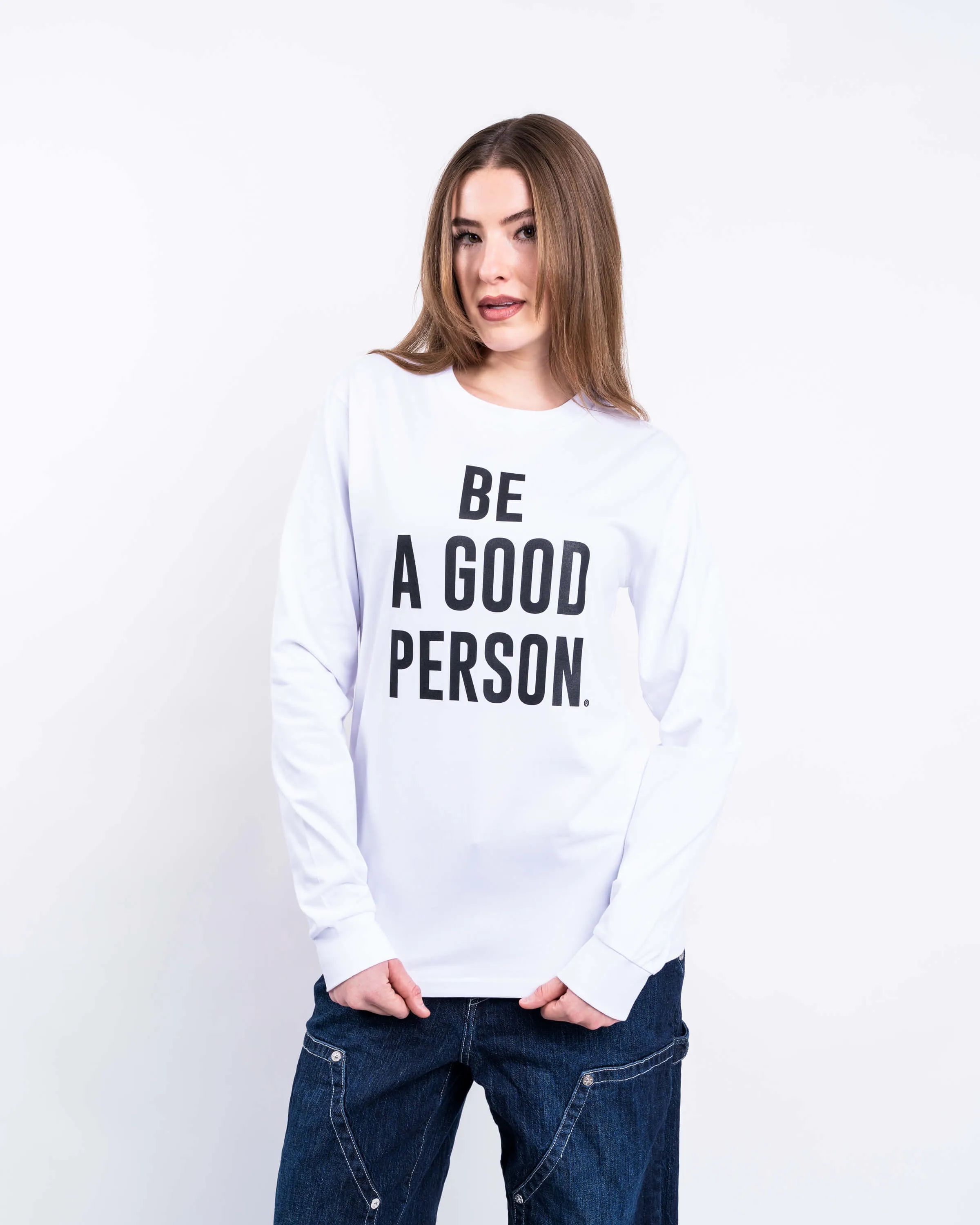 Signature Long Sleeve - White Curved Hem Layered Look