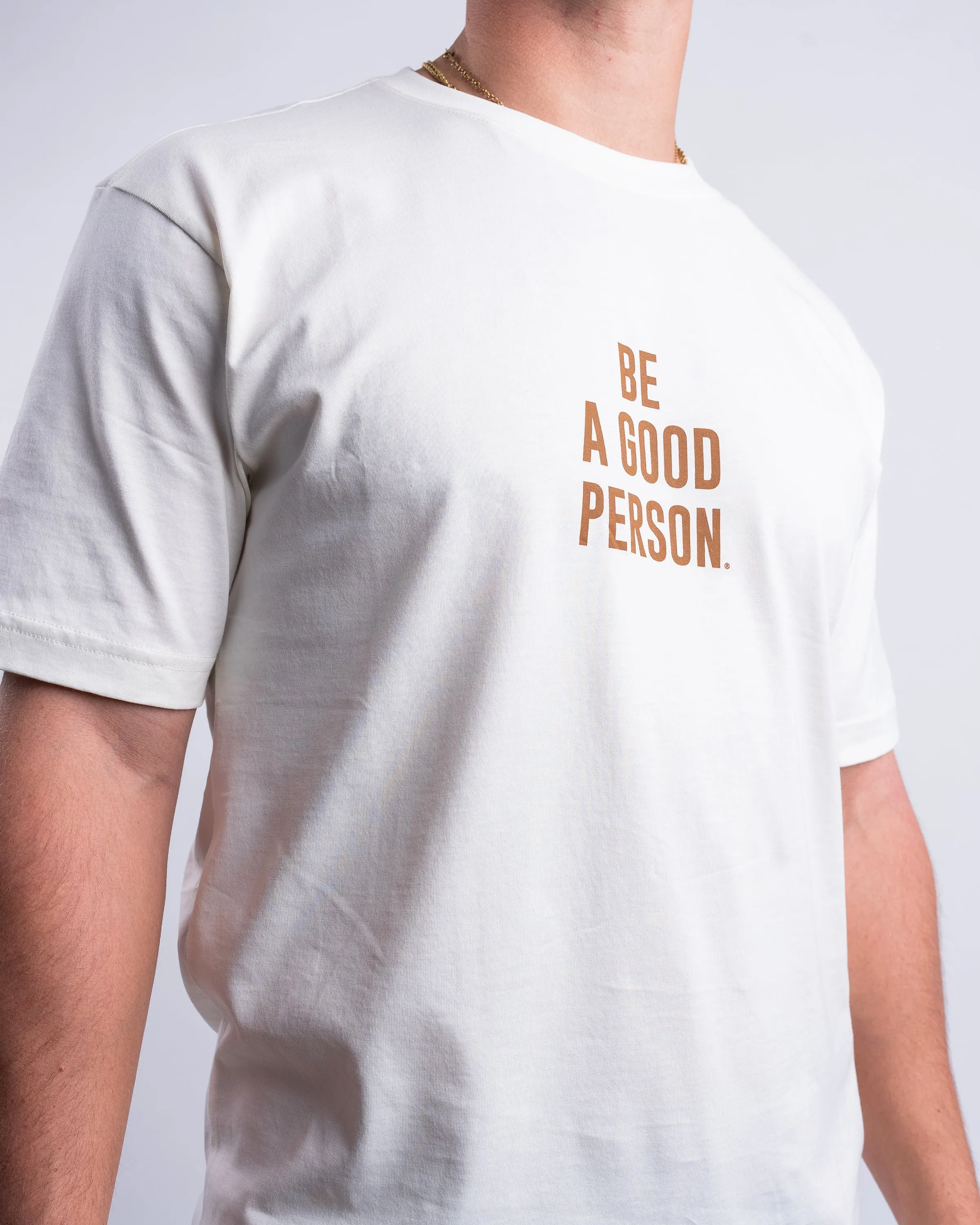 Edgy Comfortable Weave Signature T-Shirt - Cream/Brown