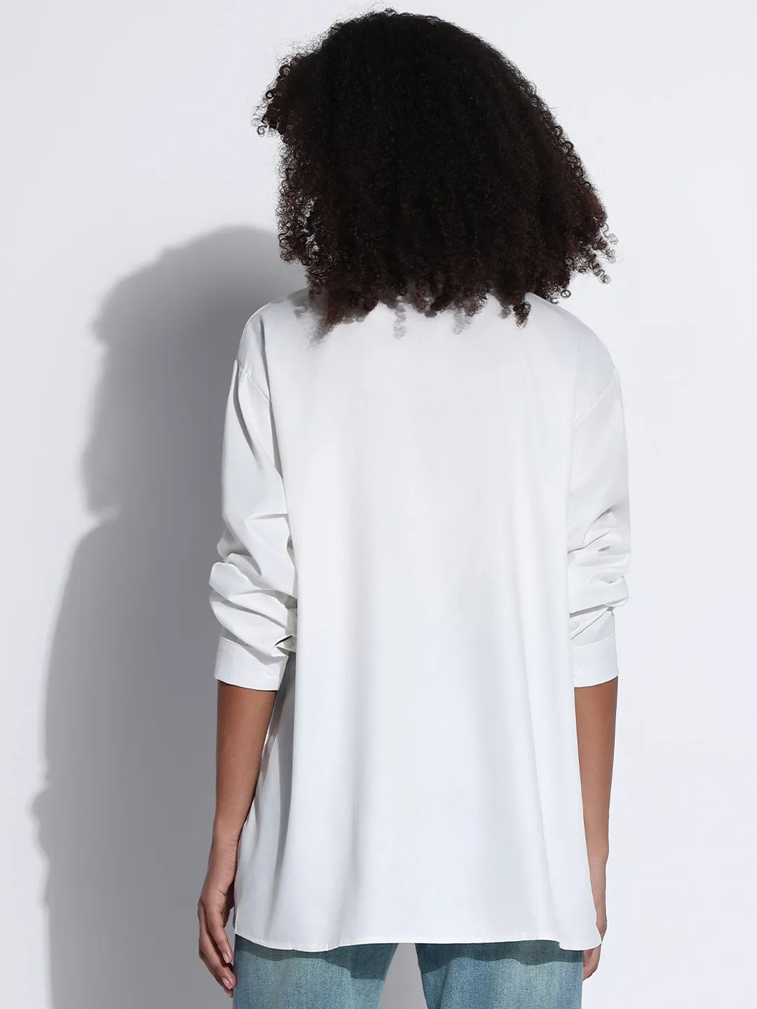 Women's Graphic White Oversized Shirt with Tie spring fashion