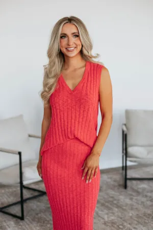 Andri Knit Top - Deep Coral Vibe Shot