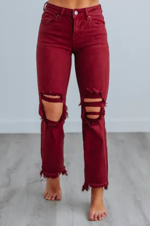 Relaxed Look All Size Fit Willow Risen Jeans - Wine