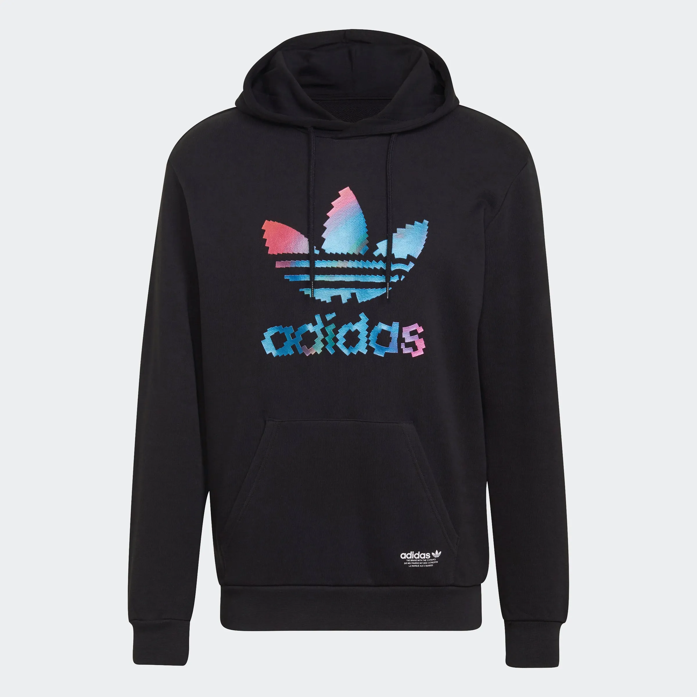 windproof adidas Originals TREFOIL PIXELATED Hoodie | Black | Men's