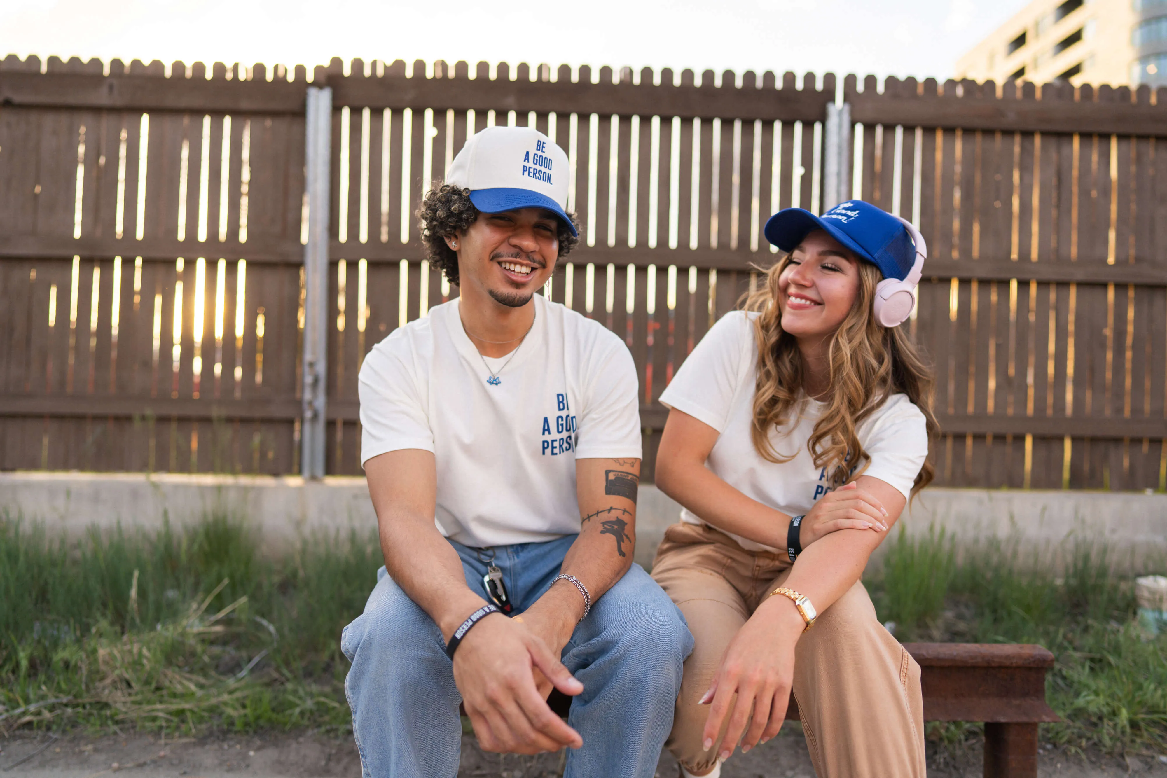 Soft Touch Fabric Mini Logo T-Shirt - Cream/Blue