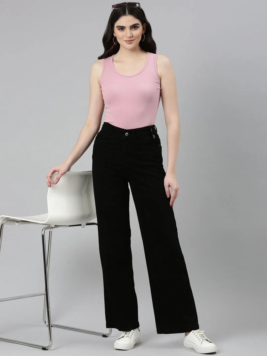 Weekender Wear Women's Black Jean Wide Leg High-Rise Denim Jeans