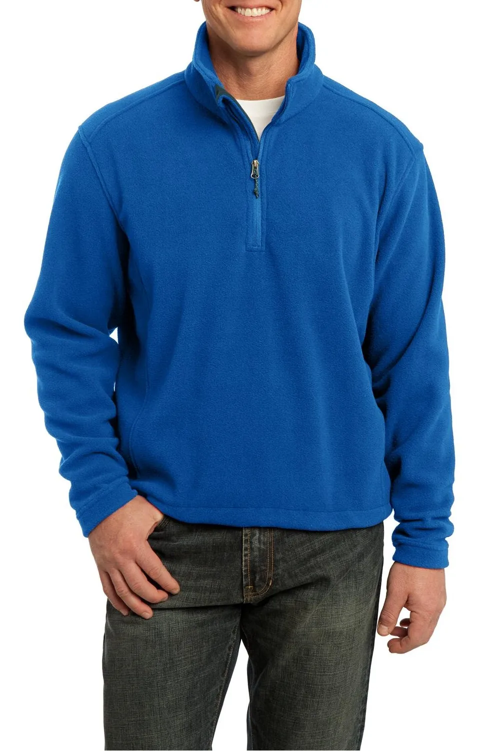 DenseKnit Fabric Sweat Wicking Lining JustBlanks Men's Tall 1/4-Zip Value Fleece Pullover
