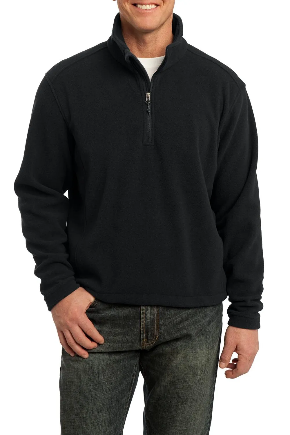 JustBlanks Men's Tall 1/4-Zip Value Fleece Pullover DoubleLayered Hem