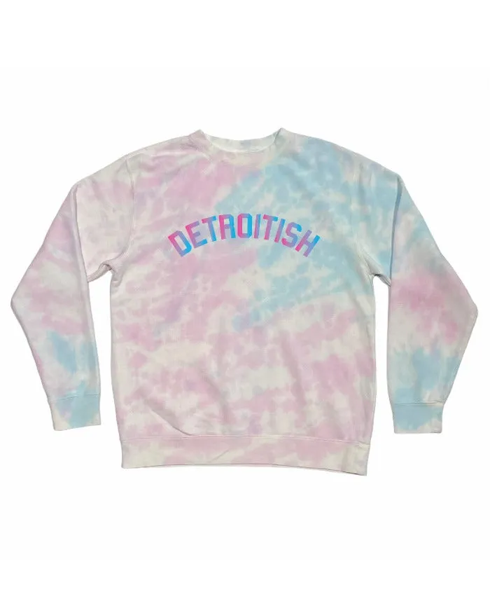 Ink Detroit Detroitish Tie Dye Crewneck Sweatshirt - Cotton Candy Light Jacket Lightweight Comfort
