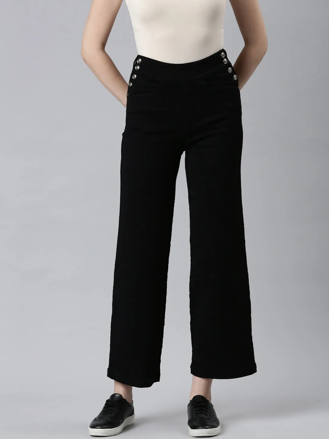 Base Wear Women's Black Wide Leg Denim Jeans