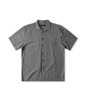 Taped Neckline Quick Dry Wear REYNOLDS STRIPE SS SHIRT // BLACK