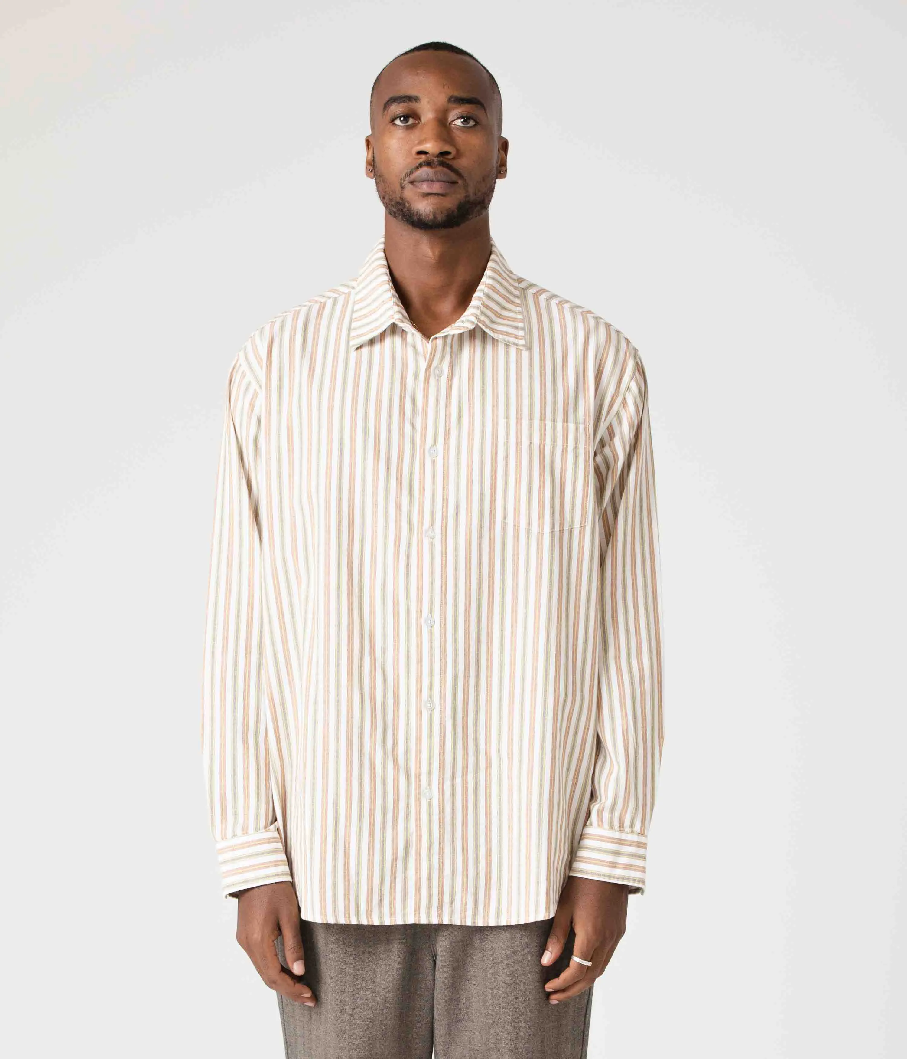 REYNOLDS STRIPED LS SHIRT // OCHRE Stretch Comfort