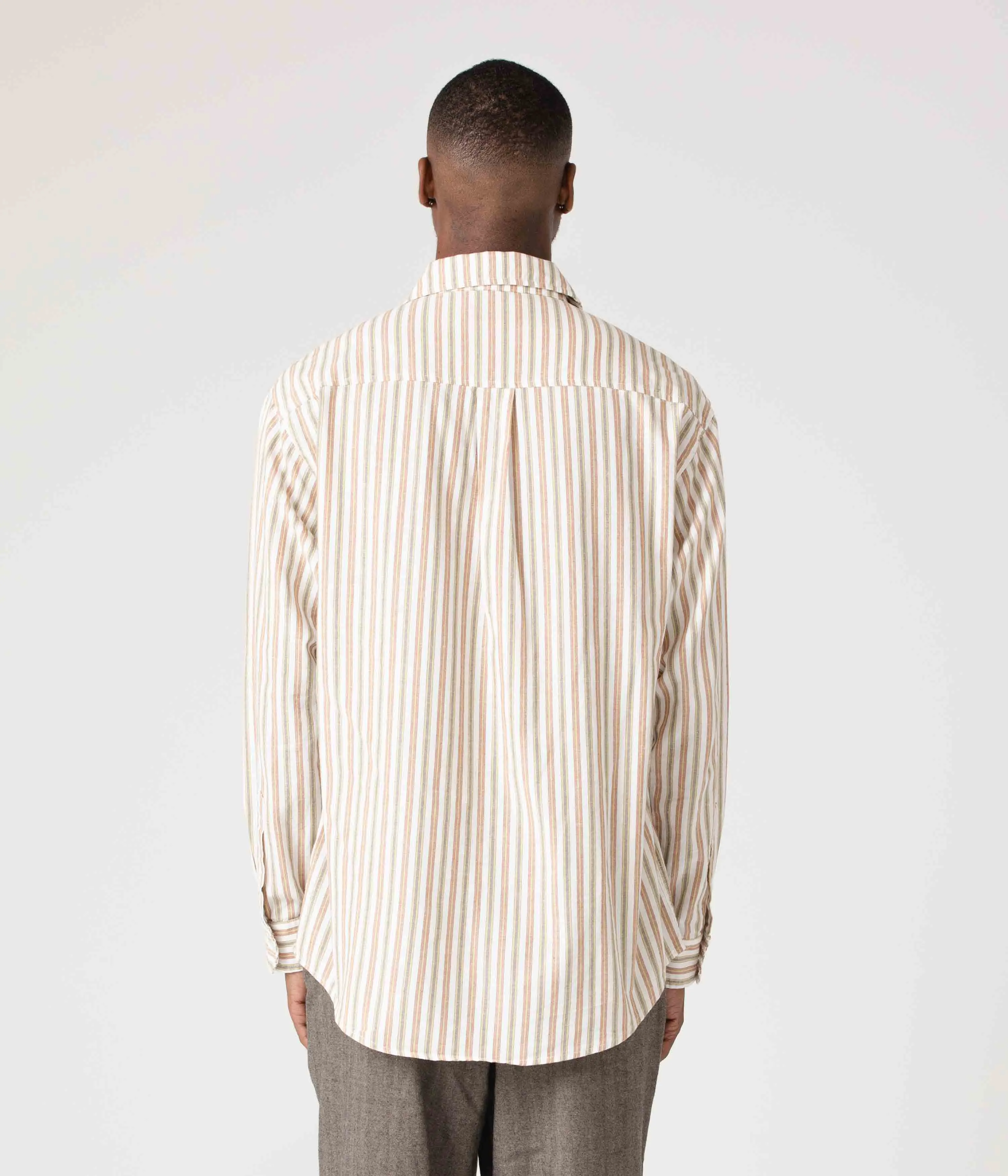 REYNOLDS STRIPED LS SHIRT // OCHRE Quick-Drying Shirt Classic Comfort Style