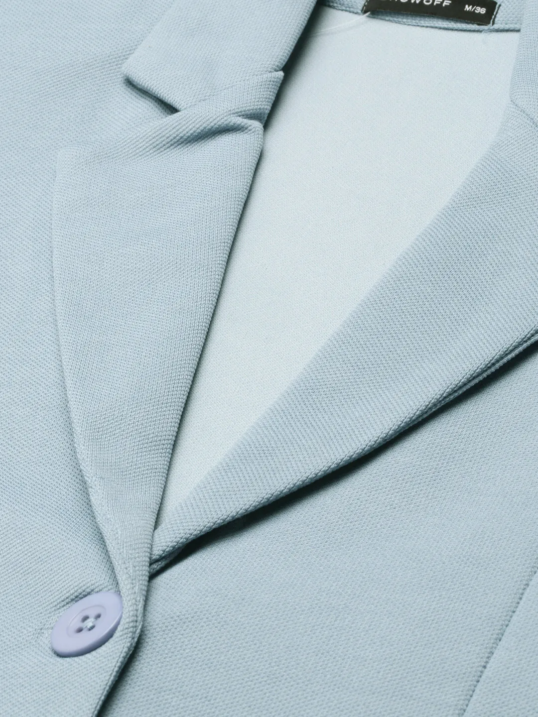 Women's Blue Notched Lapel Single-Breasted Blazer Stretch Comfort Fit anti slip grip