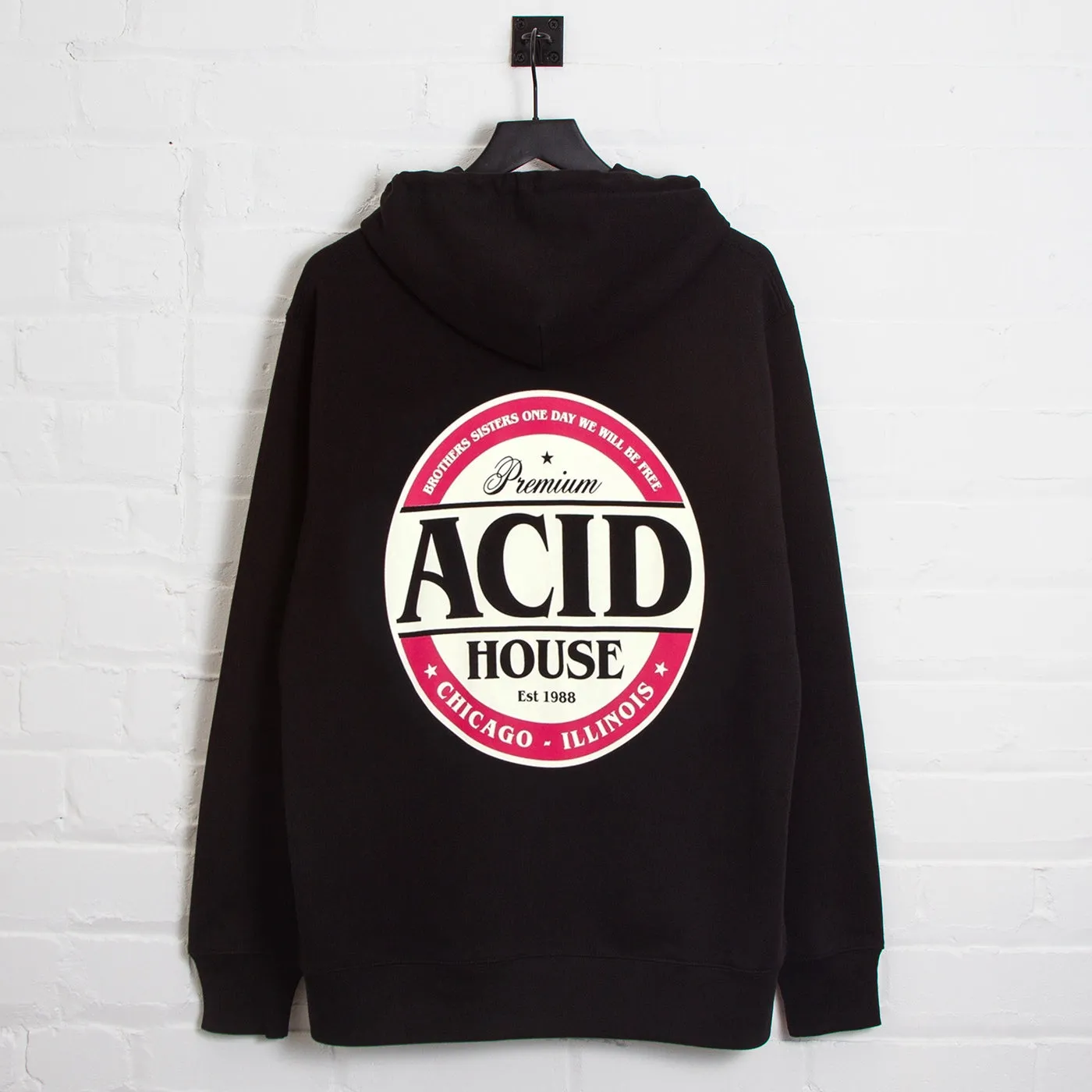 Acid House Premium Back Print - Hood - Black Pockets