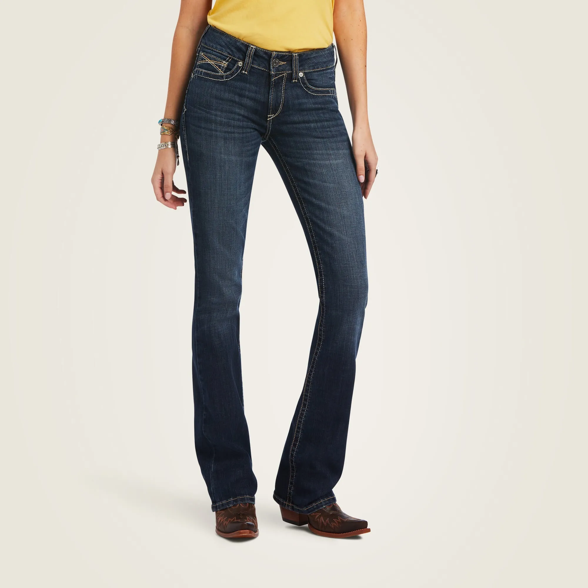 Ariat R.E.A.L. Women's Lexie Perfect Rise Bootcut Jean in Missouri (Available in Regular & Plus Sizes) Popular Option Modern Couple Look