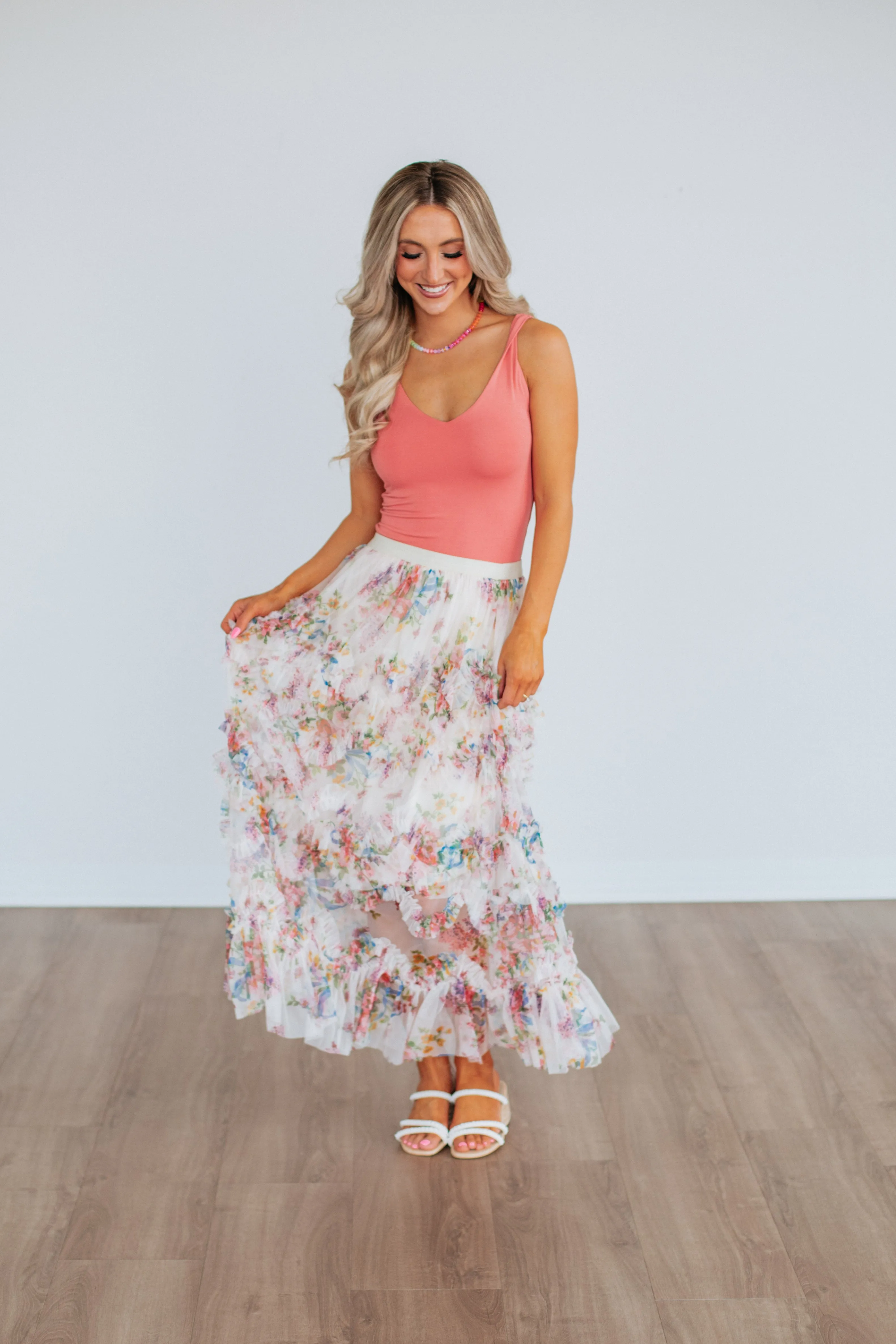 Shaya Floral Skirt - Ecru Mix Light Mood Smart Fit