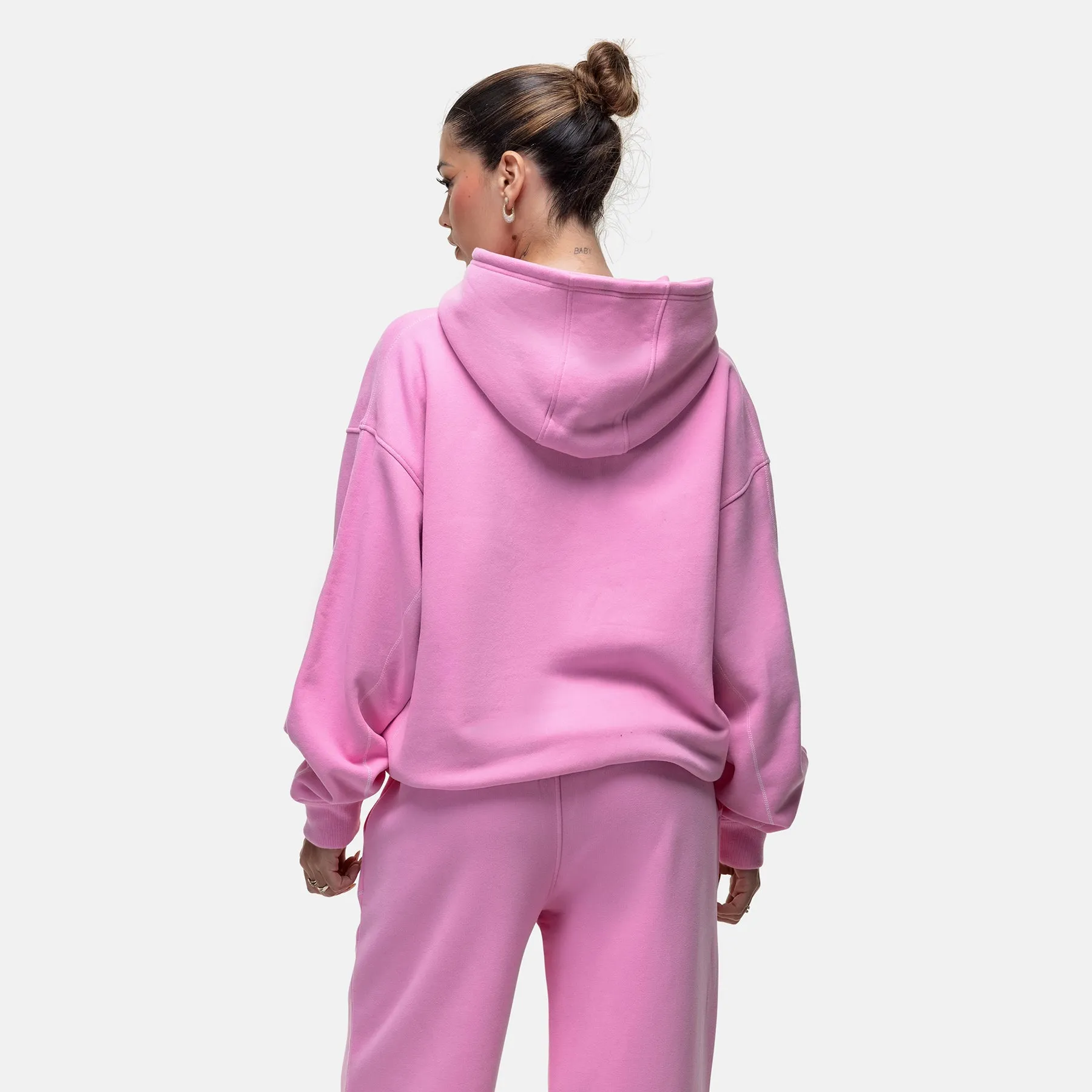 Comfortable product neon energy Overlock Washed Pink Hoodie