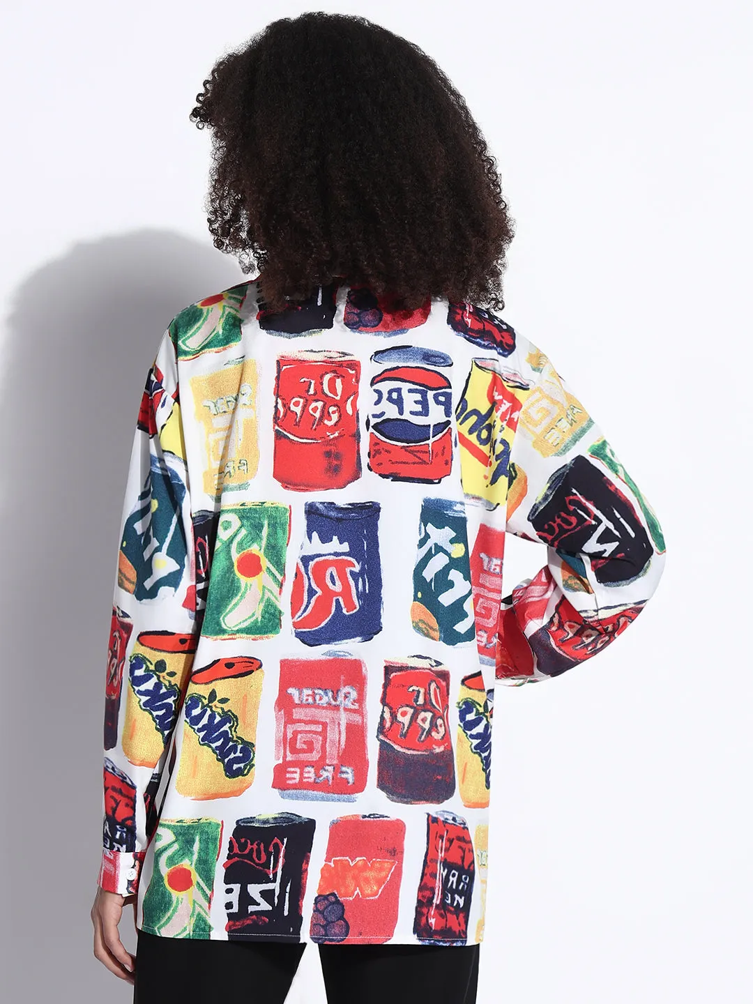 Women's Graphic Multi Oversized Shirt Cozy and Comfortable