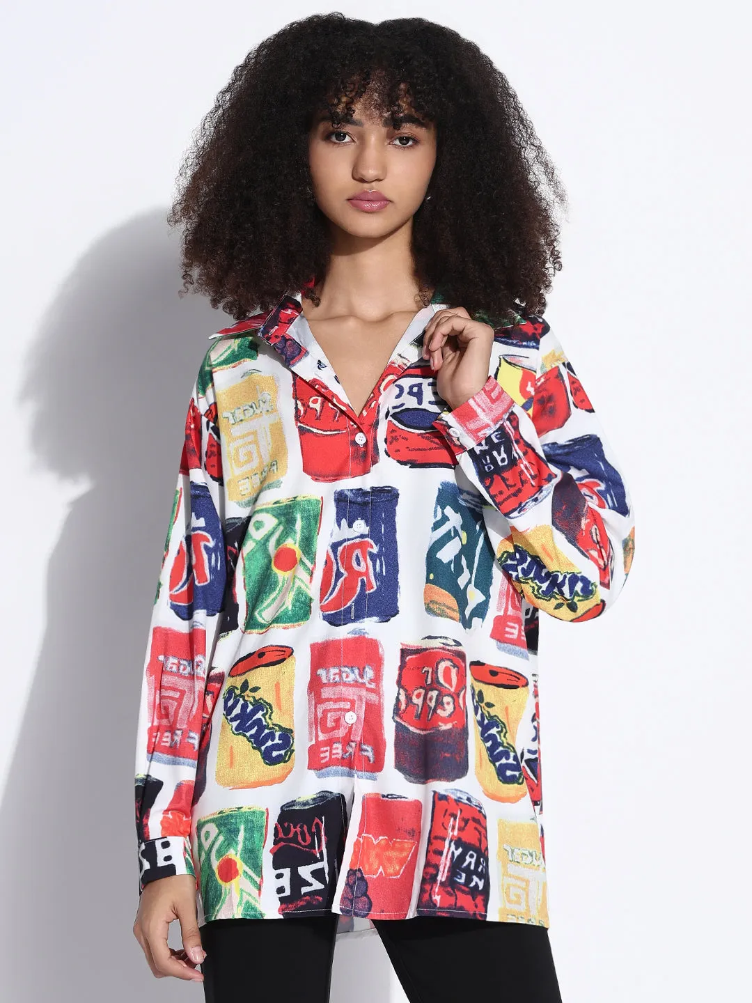 Flatlock stitching Women's Graphic Multi Oversized Shirt