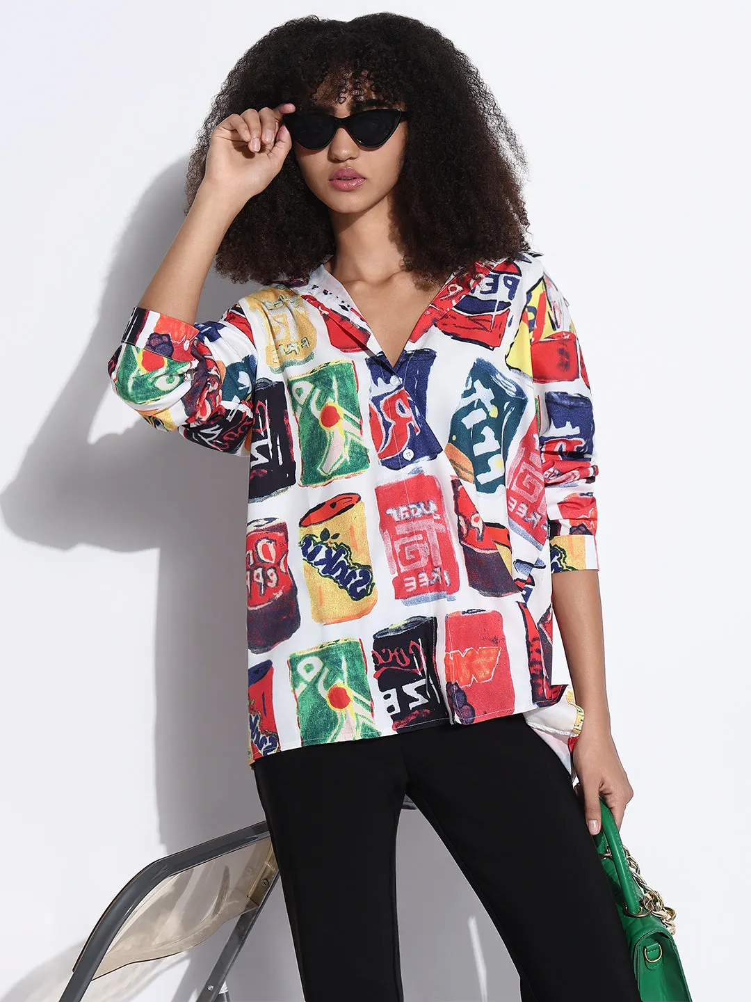 Perfect for Outdoors Women's Graphic Multi Oversized Shirt