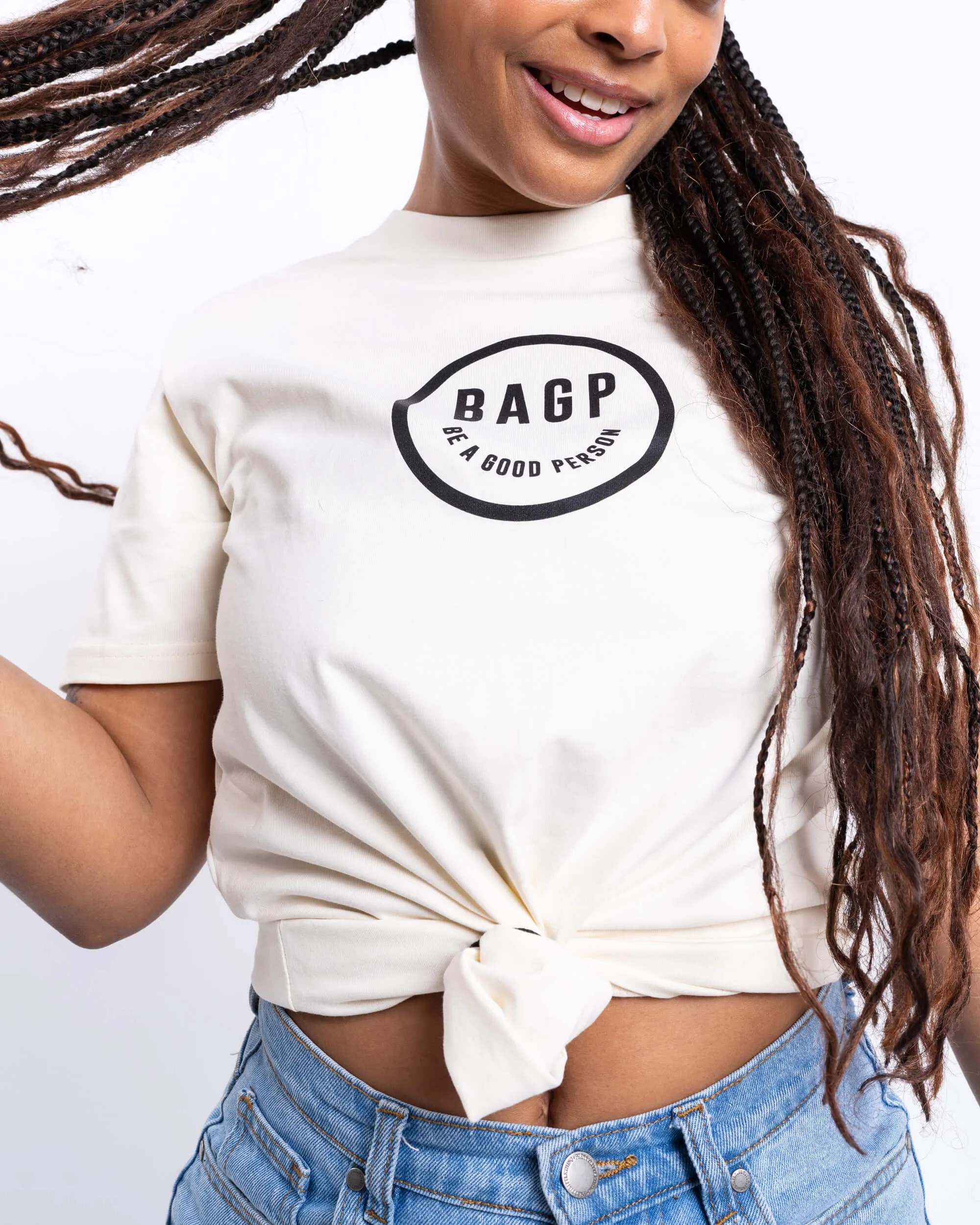 Eco-friendly Ultra Soft Blend Smiley T-Shirt - Cream/Black