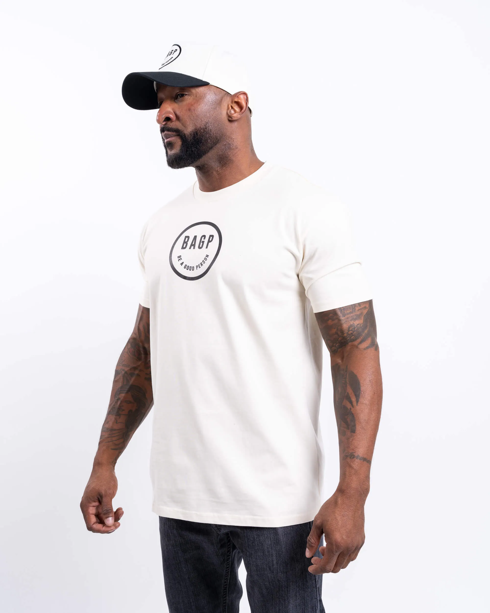 Smiley T-Shirt - Cream/Black Garment Dyed Finish Trendy Layering