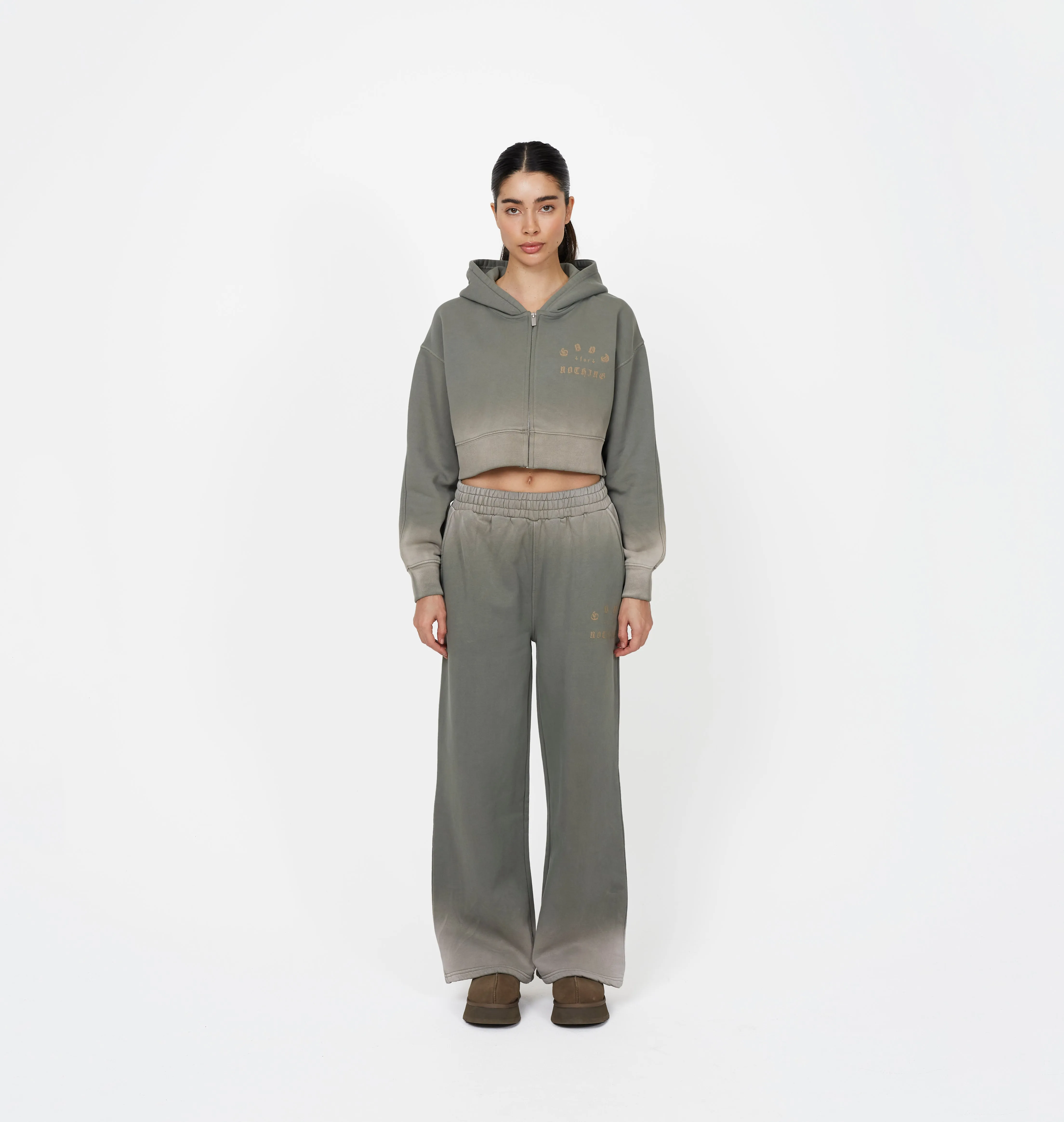 Adjustable drawstring Sporty Function Sprayed Cali Green Baggy Jogger