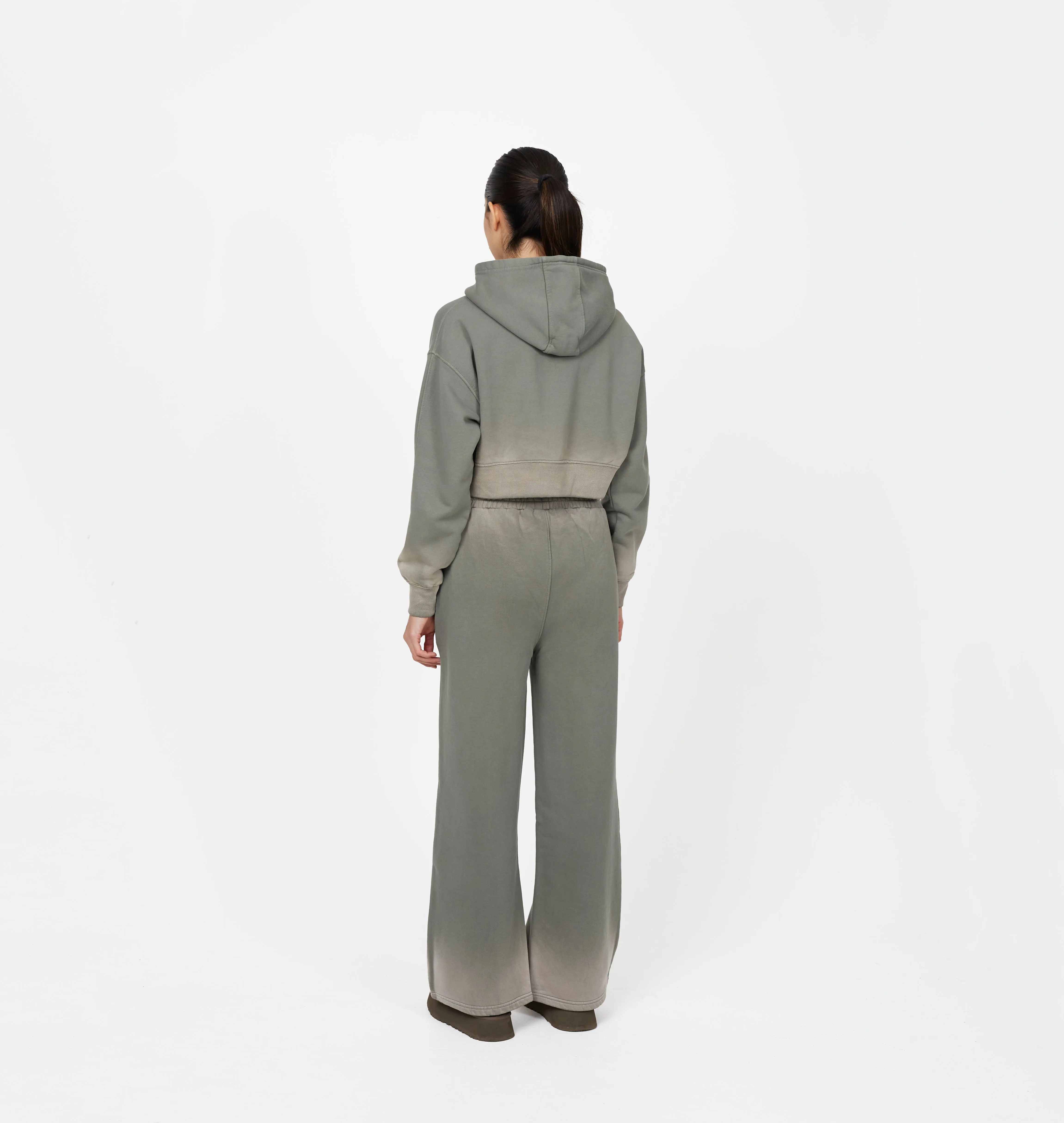 Modern Relaxed Flattering Look Sprayed Cali Green Baggy Jogger