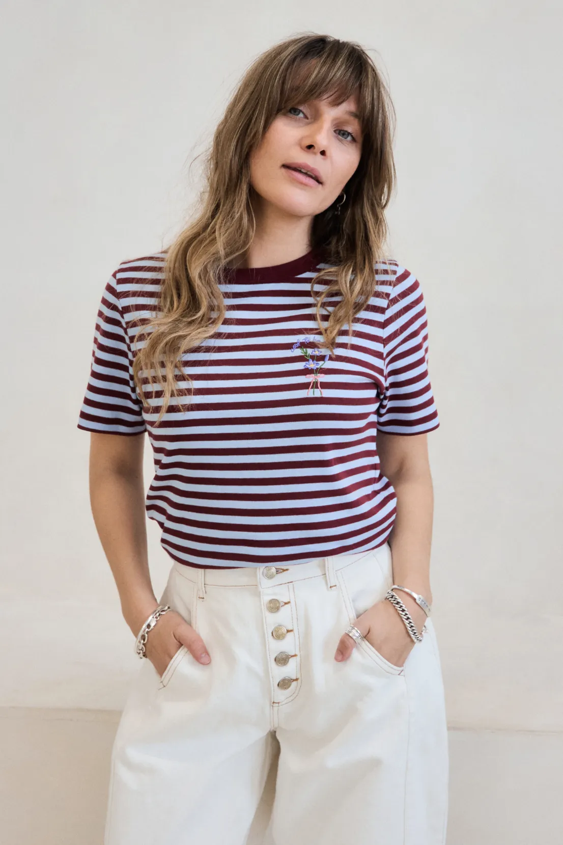 Sustainable Comfy Fit Wear O&F Cool To Be Kind Embroidered Short Sleeve Breton Tee