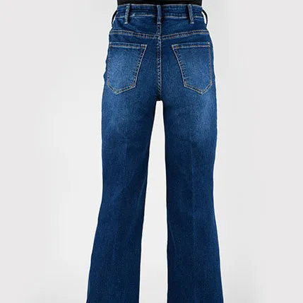 Anti Odor Fabric Treatment Versatile Wear Stetson Women's No. 751 High Waisted Wide Leg Jean in Medium Wash