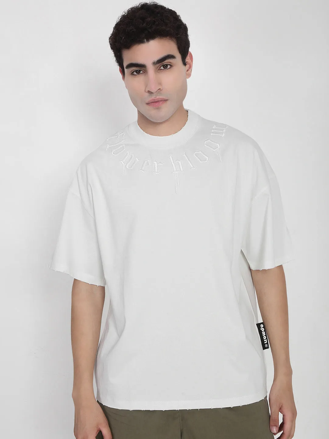 Cozy Feeling Relaxed fit style Men's White Oversized Typography T-Shirt