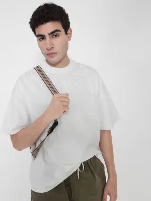 Men's White Oversized Typography T-Shirt Chill Comfort Wear