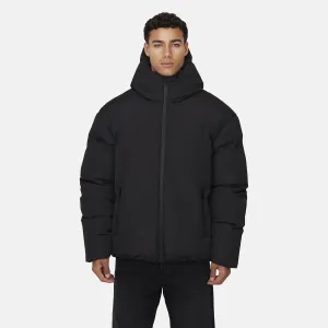 Arctic Matte Black Puffer Jacket Zippered Vents Slim Tailored