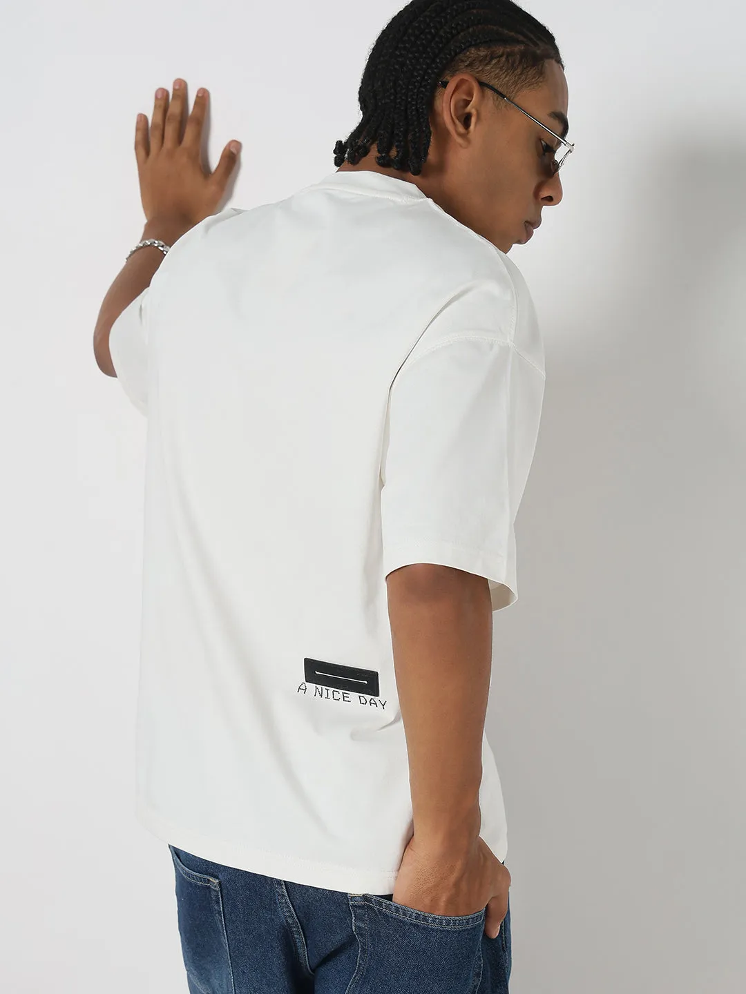 Men's White Graphic Oversized T-Shirt High-Quality Fabric