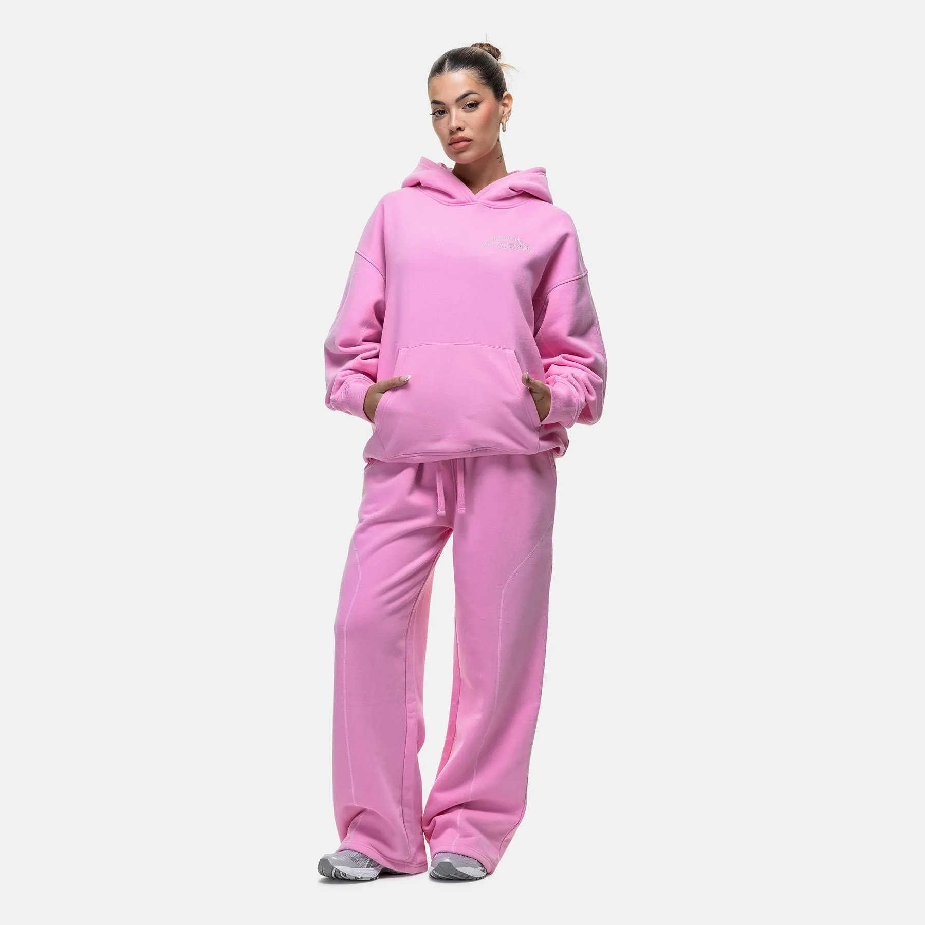 Overlock Washed Pink Sweatpant CompressionFitFabric Adjustable Drawcord