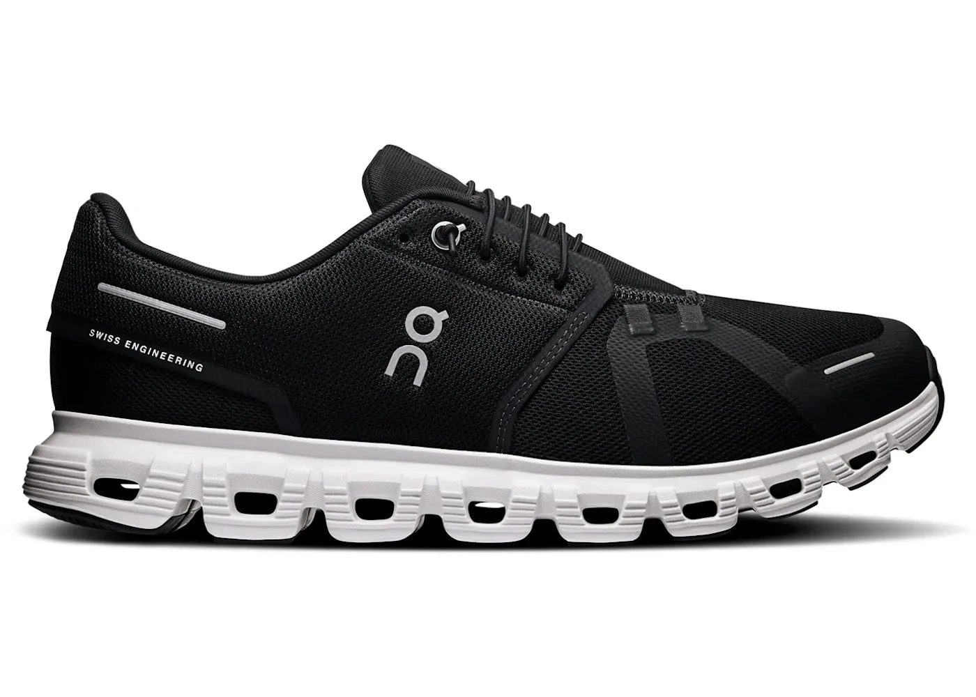 running on beach shoes Shock - absorbing foam On Running Cloud 6 Black White