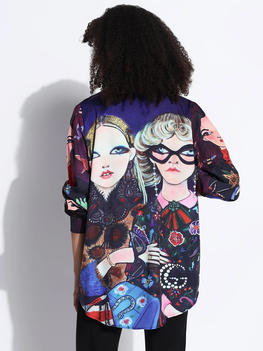 Women's Graphic Multi Oversized Shirt Casual Comfort Fit