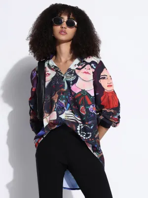 Women's Graphic Multi Oversized Shirt Anti Odor Treatment