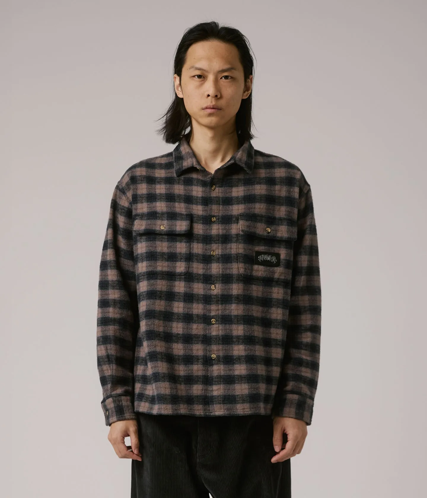 MANNERS FLANNEL SHIRT // TAUPE Seam Free Back