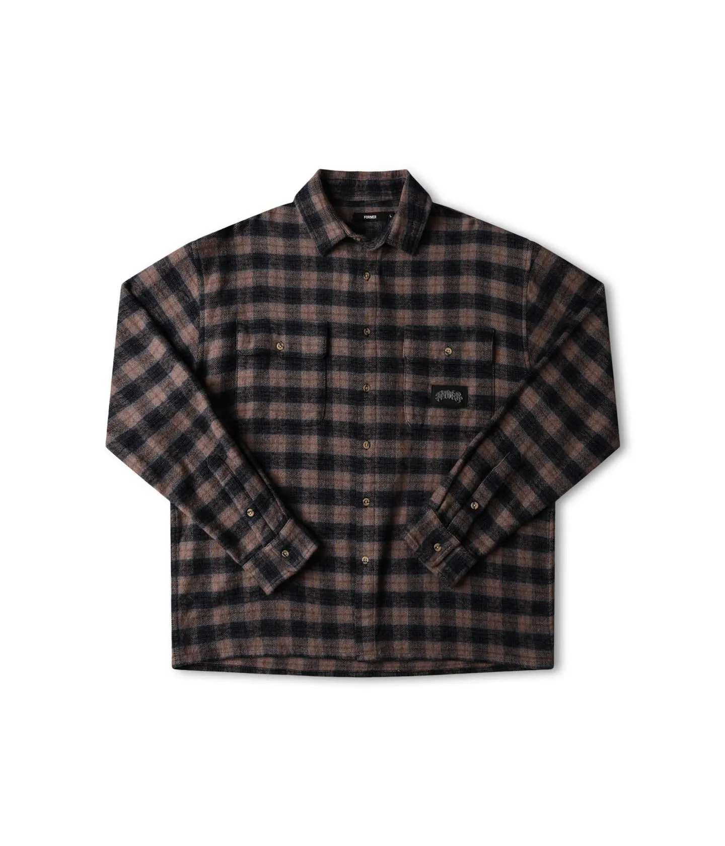 Double Stitched Hem MANNERS FLANNEL SHIRT // TAUPE