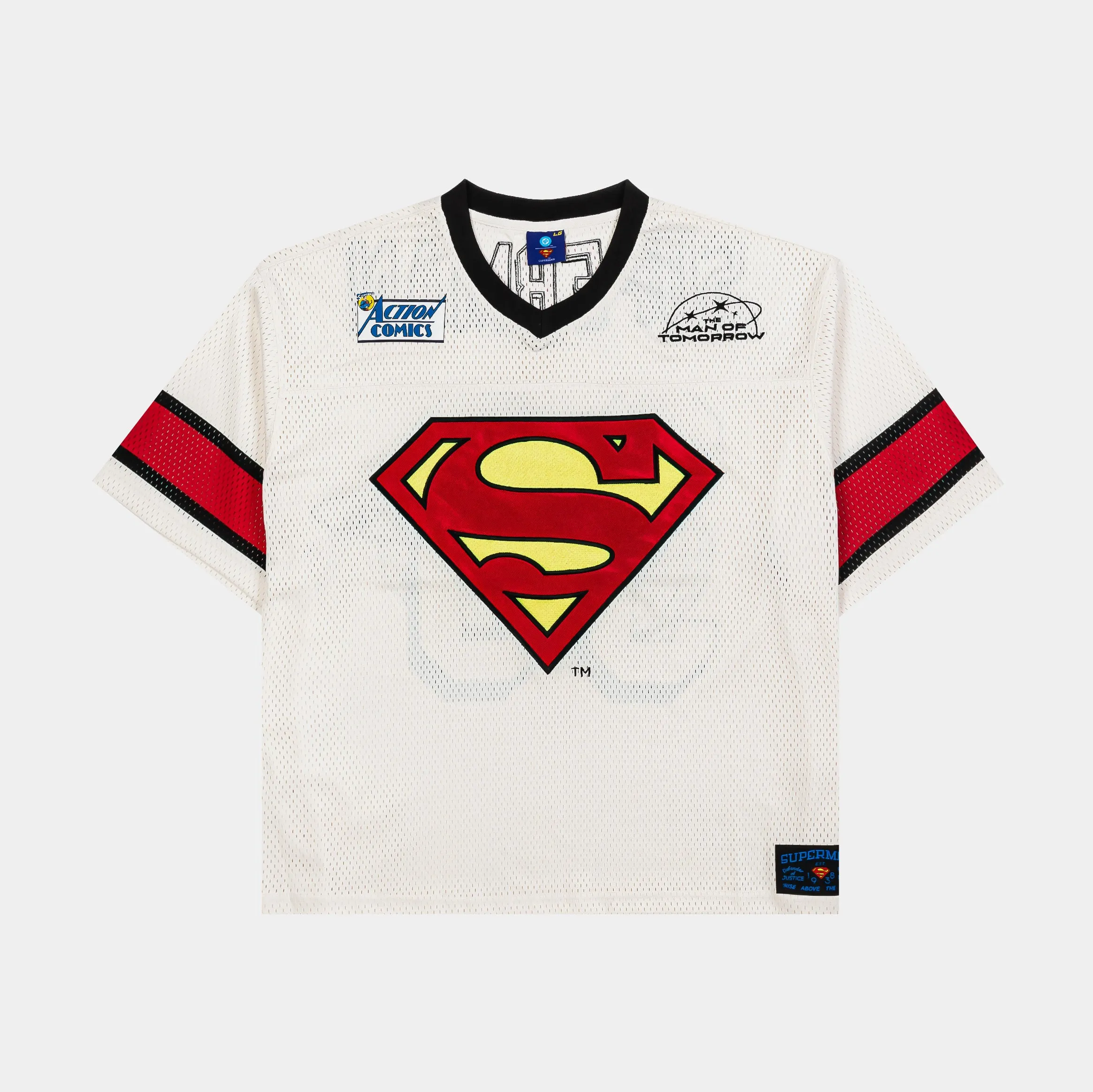Superman x Shoe Palace 38 Mesh Mens Jersey (Beige/Red) Abrasion Resistant Finish