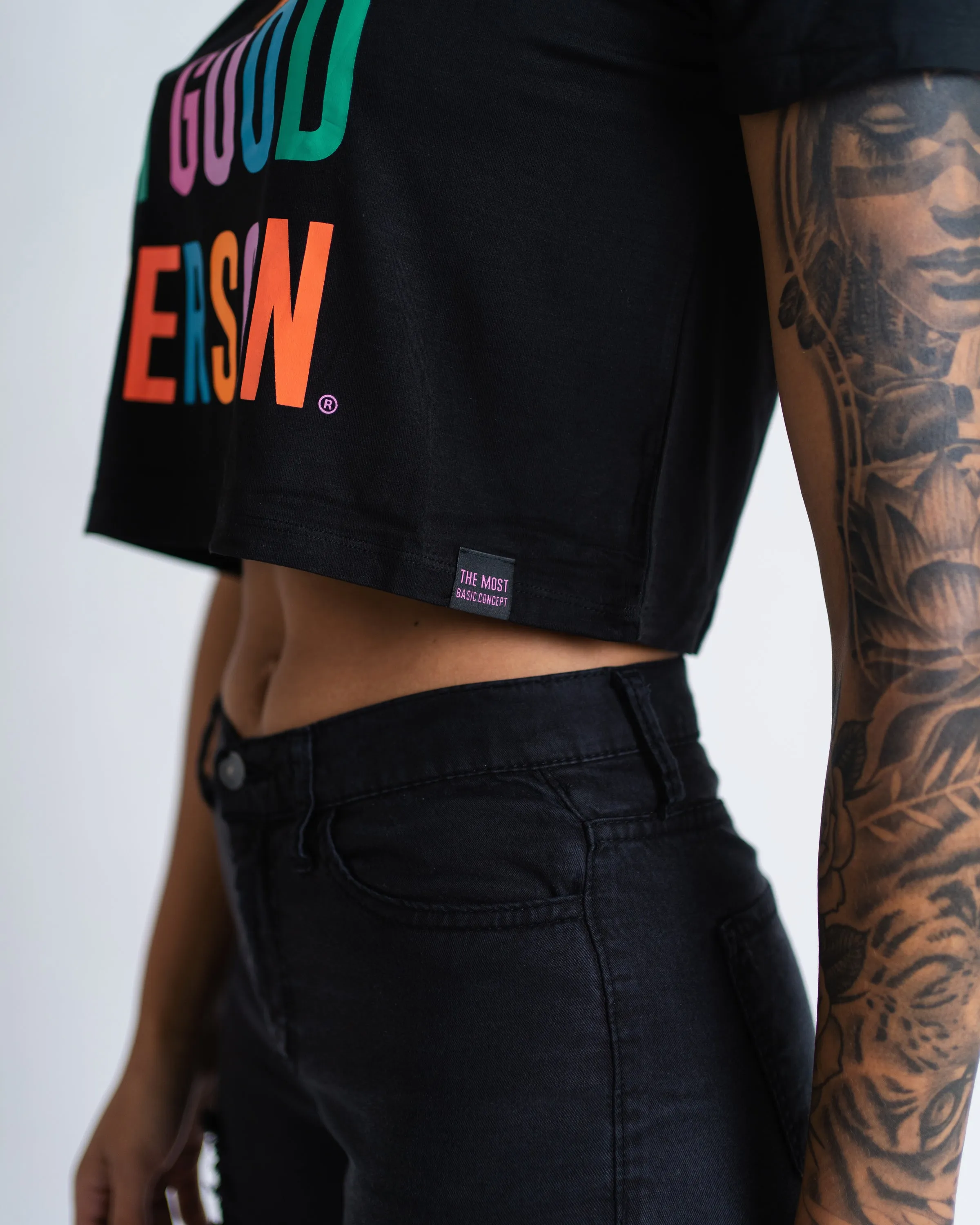 Cozy Wardrobe Super Soft Crop Top - Black Color Spectrum