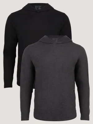 Tech Pullover Hoodie Black   Charcoal 2-Pack Floral Print side pocket