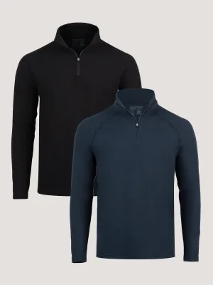 Tech Quarter Zip Black   Navy 2-Pack Chill Design