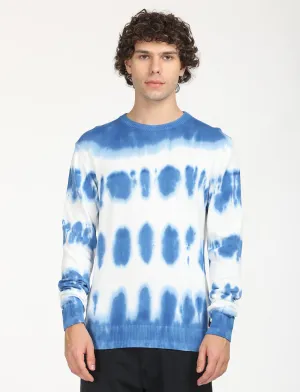 MultiDirectional Stretch Relaxed casual fit Men's Tie-Dye Blue Crew Neck Sweater