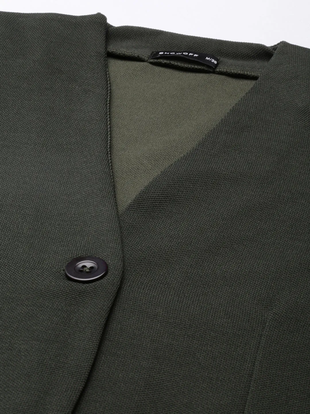 TapedZippers Women's Olive Solid Blazer