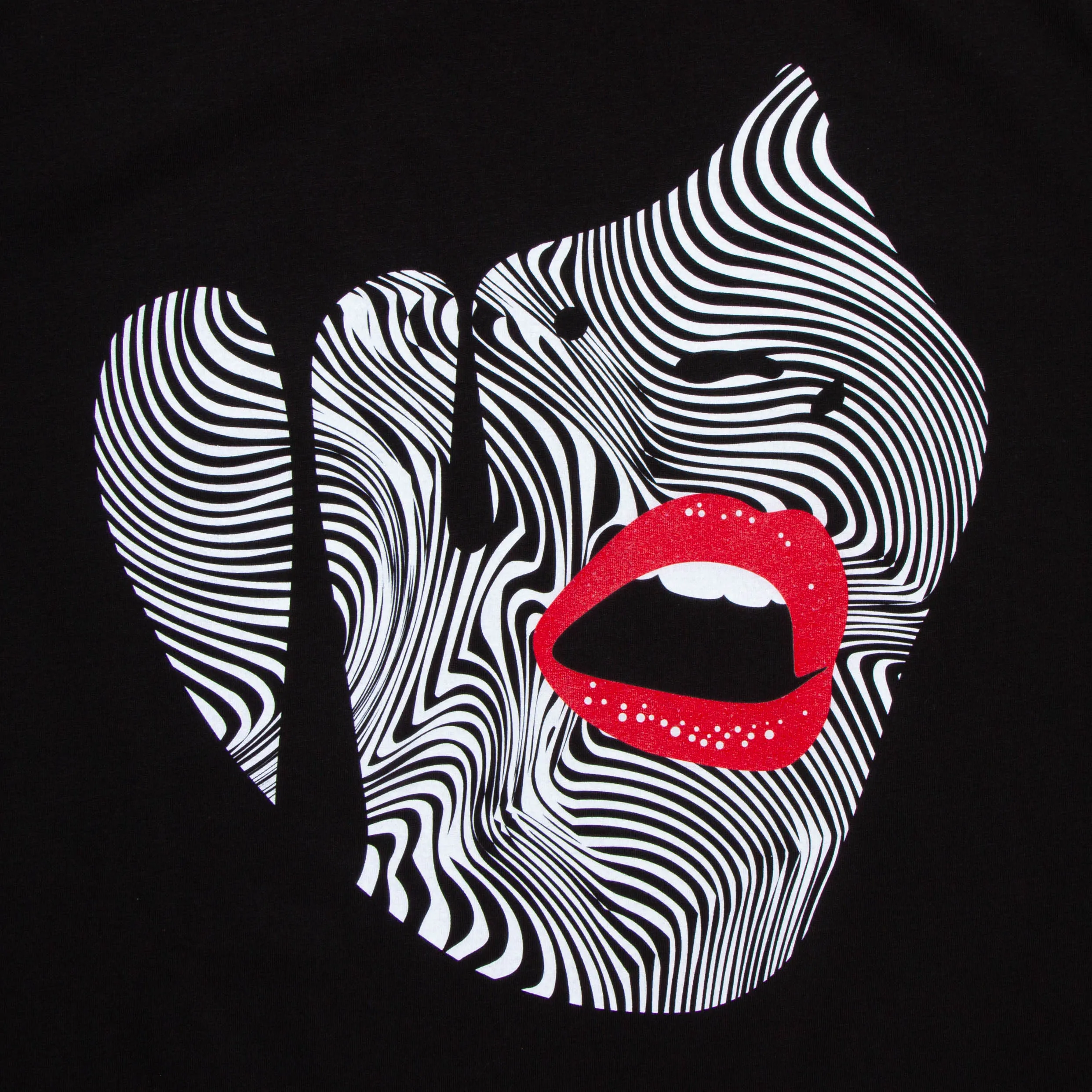 V neck Comfy Look Droplet Face 015 Front Print - Sweatshirt - Black