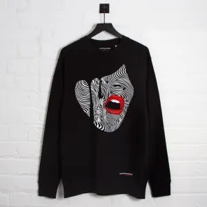 Poolside Relax Earthy Tones Droplet Face 015 Front Print - Sweatshirt - Black