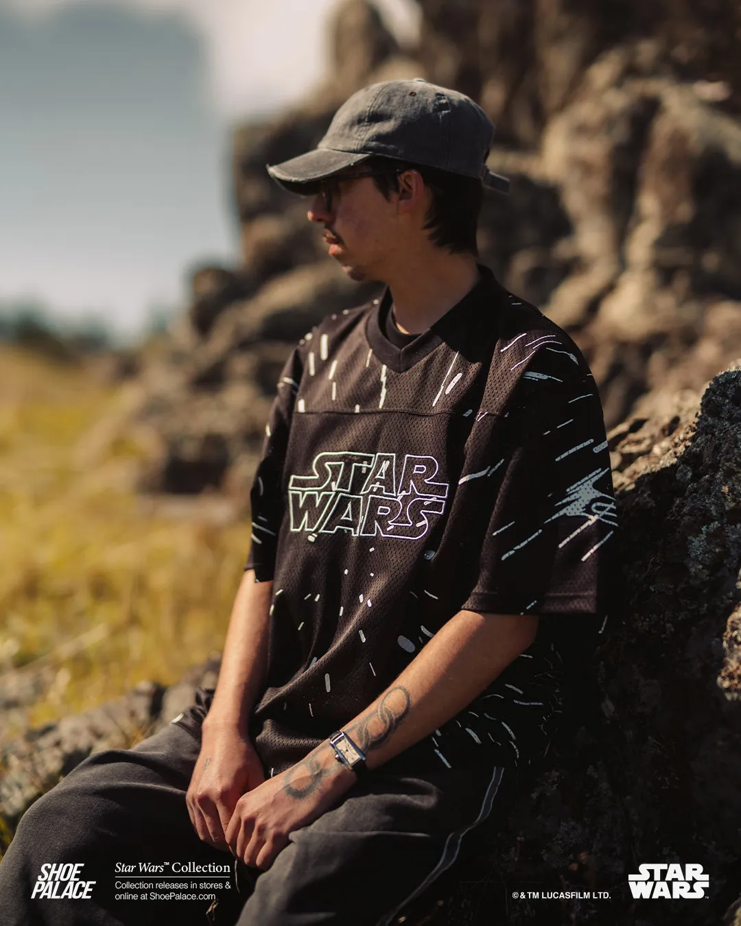 Shoe Palace Star Wars? Galaxy Mens Jersey (Black/White) Bonded Hemline Lightweight Core Spacing