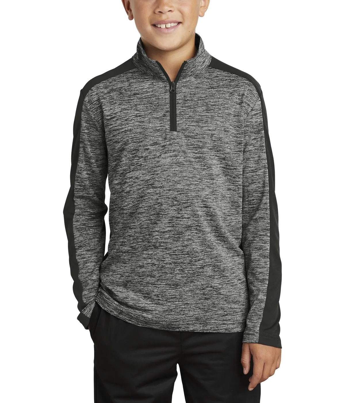 Machine washable JustBlanks Youth Electric Heather Colorblock Quarter-Zip Pullover